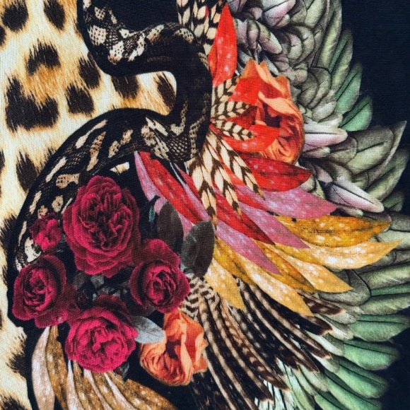 JUST CAVALLI LEOPARD SERPENT SNAKE ROSES PRINT SHEATH DRESS SZ XL - Picture 7 of 9